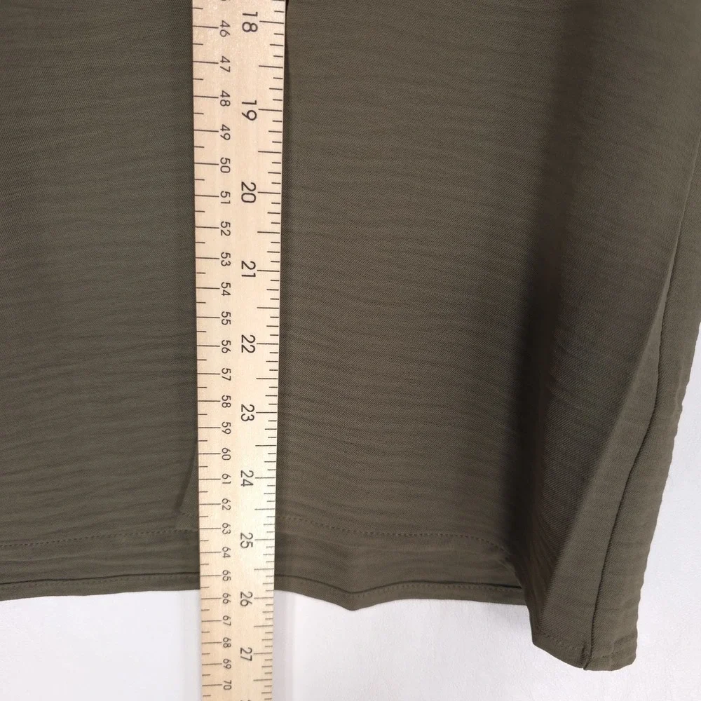 MICHAEL KORS Women's New Top Blouse LARGE Olive Bell Sleeve Casual QS540USDQ0